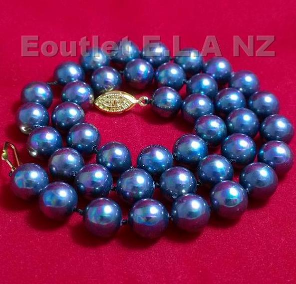 10MM BLACK SHELL PEARLS NECKLACE-49cm